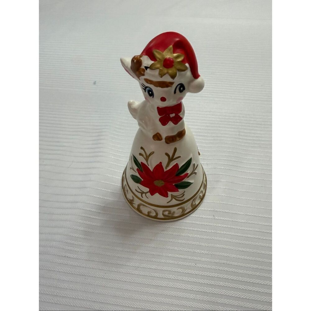 Napcoware Vintage Japan Porcelain Christmas Rudolph Reindeer Bell